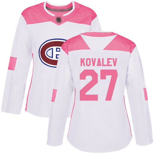 Adidas Women's Alexei Kovalev Authentic White/Pink Jersey: NHL #27 Montreal Canadiens Fashion