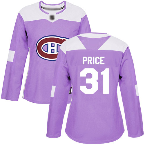 Women's Carey Price Authentic Purple Jersey: Hockey #31 Montreal Canadiens Fights Cancer Practice