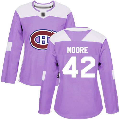 Adidas Women's Dominic Moore Authentic Purple Jersey: NHL #42 Montreal Canadiens Fights Cancer Practice