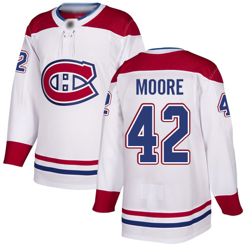 Reebok Men's Dominic Moore Authentic White Away Jersey: NHL #42 Montreal Canadiens