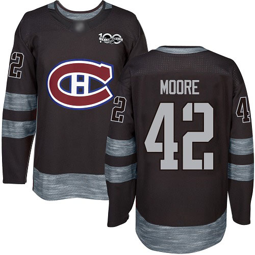 Adidas Men's Dominic Moore Authentic Black Jersey: NHL #42 Montreal Canadiens 1917-2017 100th Anniversary