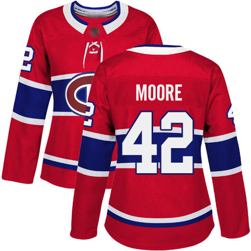 Adidas Women's Dominic Moore Authentic Red Home Jersey: NHL #42 Montreal Canadiens