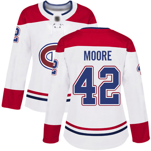 Reebok Women's Dominic Moore Authentic White Away Jersey: NHL #42 Montreal Canadiens