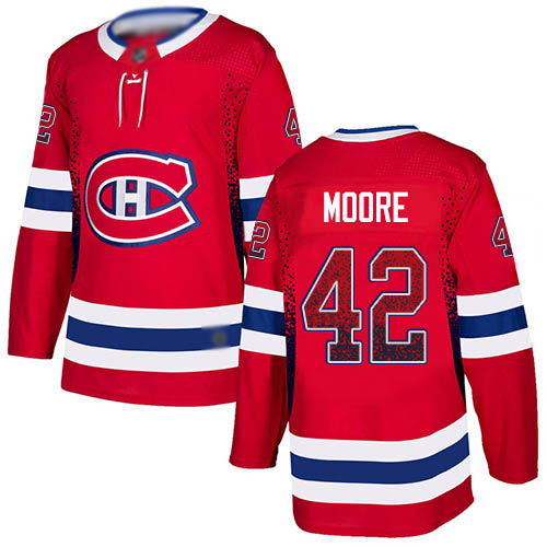 Adidas Men's Dominic Moore Authentic Red Jersey: NHL #42 Montreal Canadiens Drift Fashion