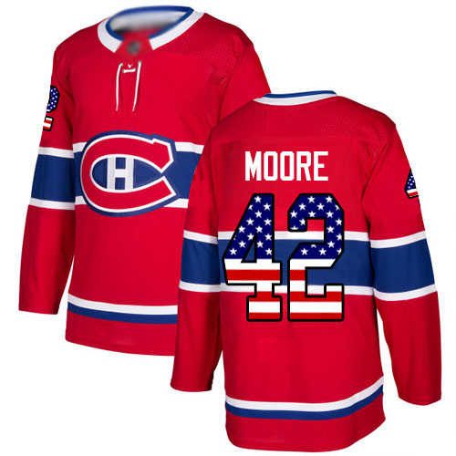 Adidas Men's Dominic Moore Authentic Red Jersey: NHL #42 Montreal Canadiens USA Flag Fashion