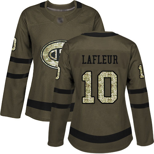 Adidas Women's Guy Lafleur Authentic Green Jersey: NHL #10 Montreal Canadiens Salute to Service