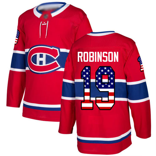 Adidas Men's Larry Robinson Authentic Red Jersey: NHL #19 Montreal Canadiens USA Flag Fashion