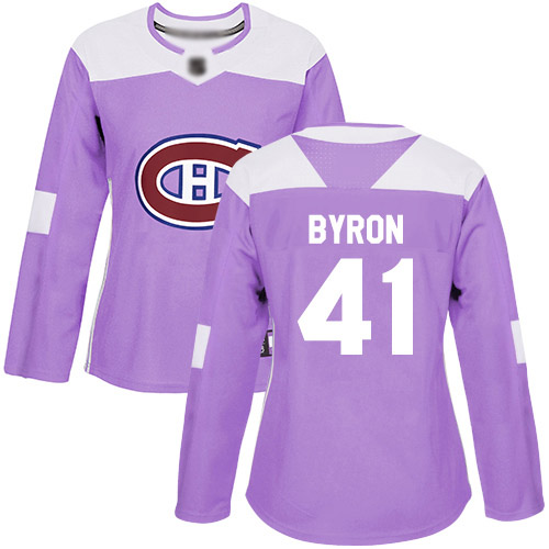 Adidas Women's Paul Byron Authentic Purple Jersey: NHL #41 Montreal Canadiens Fights Cancer Practice