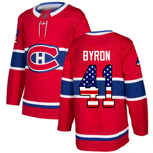 Adidas Youth Paul Byron Authentic Red Jersey: NHL #41 Montreal Canadiens USA Flag Fashion