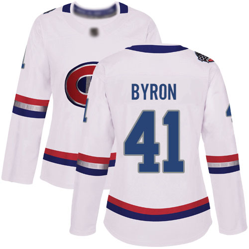 Adidas Women's Paul Byron Authentic White Jersey: NHL #41 Montreal Canadiens 2017 100 Classic