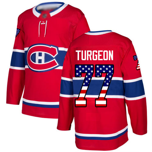 Men's Pierre Turgeon Authentic Red Jersey: Hockey #77 Montreal Canadiens USA Flag Fashion