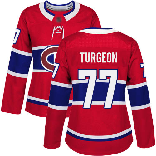 Women's Pierre Turgeon Authentic Red Home Jersey: Hockey #77 Montreal Canadiens