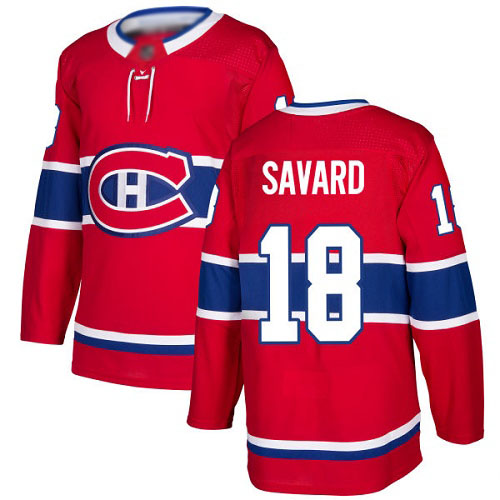 Adidas Youth Serge Savard Premier Red Home Jersey: NHL #18 Montreal Canadiens