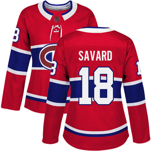 Adidas Women's Serge Savard Authentic Red Home Jersey: NHL #18 Montreal Canadiens