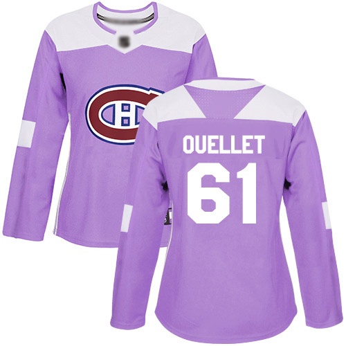 Adidas Women's Xavier Ouellet Authentic Purple Jersey: NHL #61 Montreal Canadiens Fights Cancer Practice