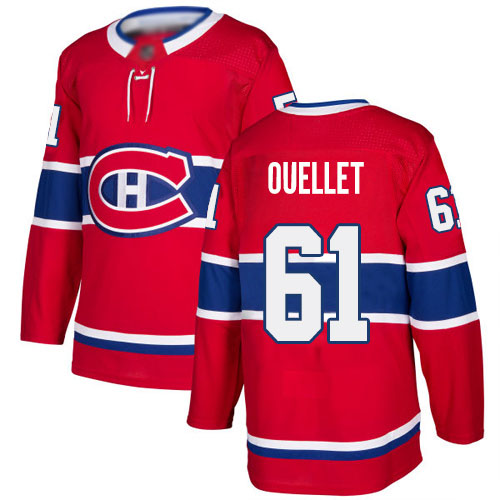 Adidas Men's Xavier Ouellet Authentic Red Home Jersey: NHL #61 Montreal Canadiens