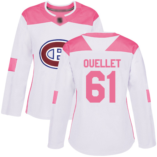 Adidas Women's Xavier Ouellet Authentic White/Pink Jersey: NHL #61 Montreal Canadiens Fashion