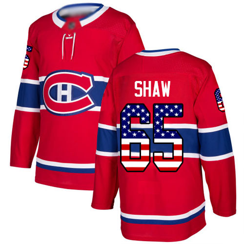 Adidas Youth Andrew Shaw Authentic Red Jersey: NHL #65 Montreal Canadiens USA Flag Fashion