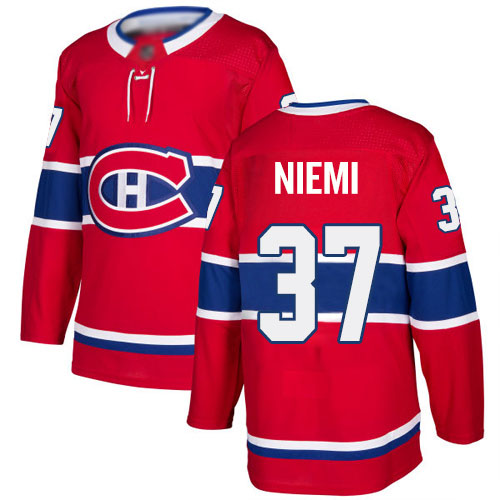 Adidas Men's Antti Niemi Authentic Red Home Jersey: NHL #37 Montreal Canadiens