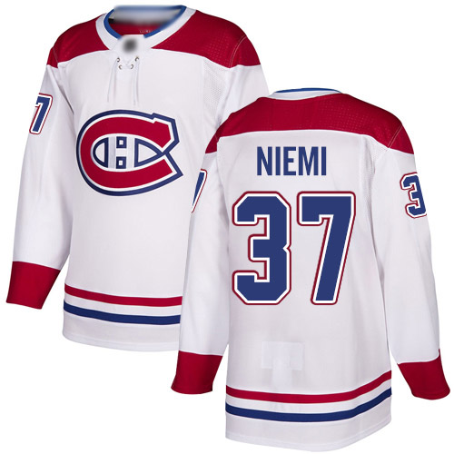 Adidas Men's Antti Niemi Authentic White Away Jersey: NHL #37 Montreal Canadiens