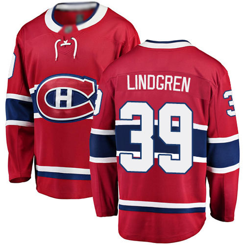 Fanatics Branded Men's Charlie Lindgren Breakaway Red Home Jersey: NHL #39 Montreal Canadiens