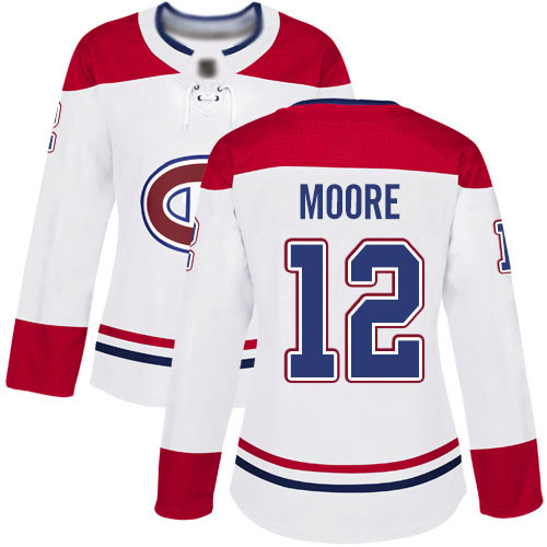 Women's Dickie Moore Authentic White Away Jersey: Hockey #12 Montreal Canadiens