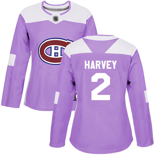 Adidas Women's Doug Harvey Authentic Purple Jersey: NHL #2 Montreal Canadiens Fights Cancer Practice