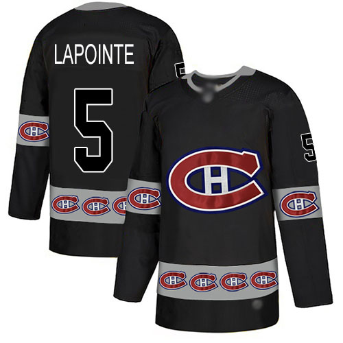 Men's Guy Lapointe Authentic Black Jersey: Hockey #5 Montreal Canadiens Team Logo Fashion