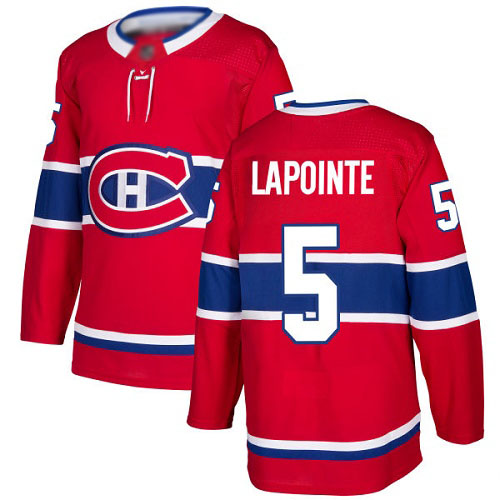 Men's Guy Lapointe Premier Red Home Jersey: Hockey #5 Montreal Canadiens