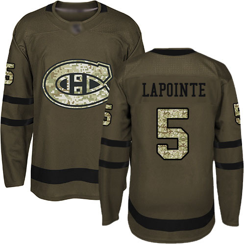 Men's Guy Lapointe Authentic Green Jersey: Hockey #5 Montreal Canadiens Salute to Service