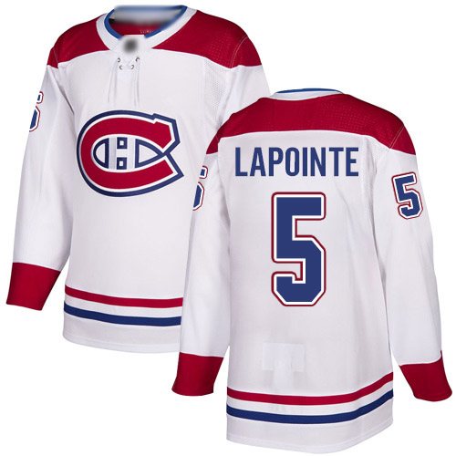 Youth Guy Lapointe Authentic White Away Jersey: Hockey #5 Montreal Canadiens