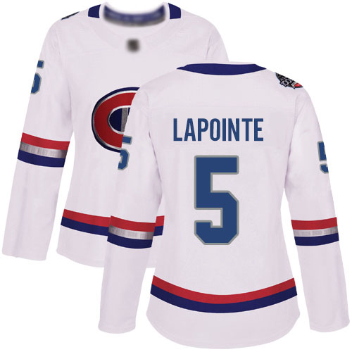 Women's Guy Lapointe Authentic White Jersey: Hockey #5 Montreal Canadiens 2017 100 Classic