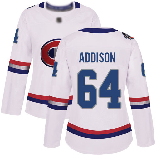 Adidas Women's Jeremiah Addison Authentic White Jersey: NHL #64 Montreal Canadiens 2017 100 Classic