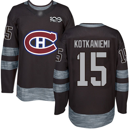 Adidas Men's Jesperi Kotkaniemi Authentic Black Jersey: NHL #15 Montreal Canadiens 1917-2017 100th Anniversary