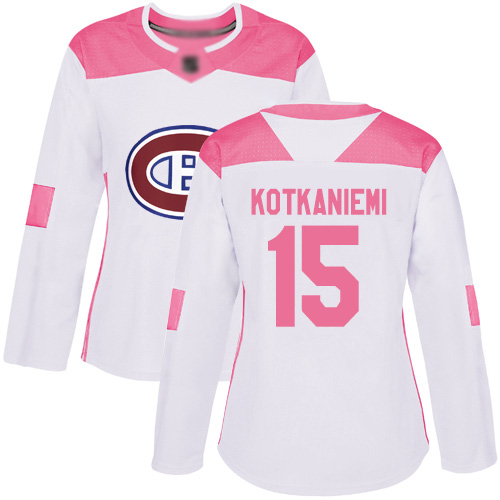 Adidas Women's Jesperi Kotkaniemi Authentic White/Pink Jersey: NHL #15 Montreal Canadiens Fashion