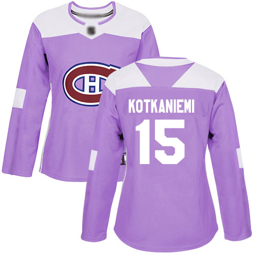 Adidas Women's Jesperi Kotkaniemi Authentic Purple Jersey: NHL #15 Montreal Canadiens Fights Cancer Practice