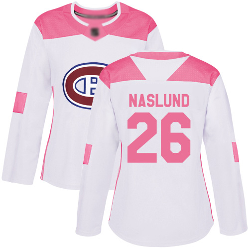 Adidas Women's Mats Naslund Authentic White/Pink Jersey: NHL #26 Montreal Canadiens Fashion