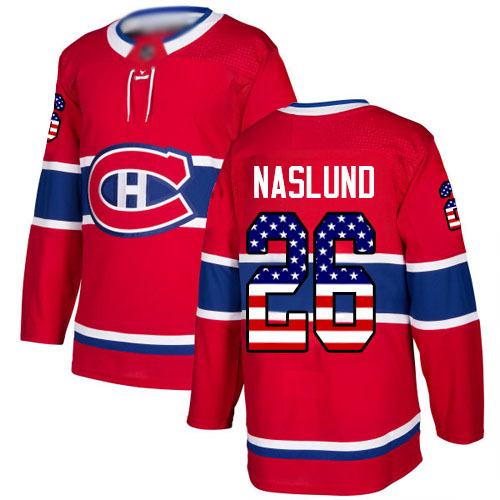 Adidas Men's Mats Naslund Authentic Red Jersey: NHL #26 Montreal Canadiens USA Flag Fashion