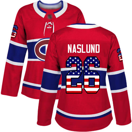 Adidas Women's Mats Naslund Authentic Red Jersey: NHL #26 Montreal Canadiens USA Flag Fashion