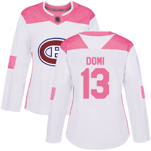 Adidas Women's Max Domi Authentic White/Pink Jersey: NHL #13 Montreal Canadiens Fashion