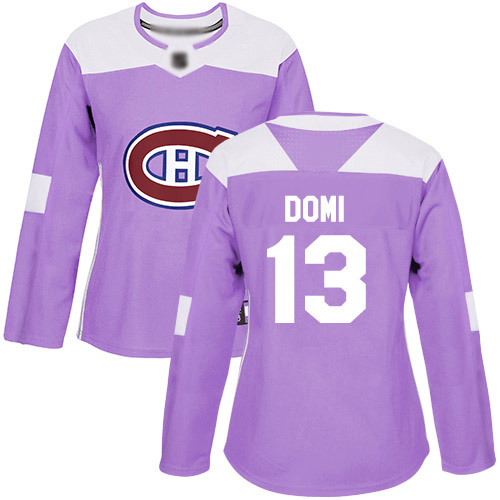 Adidas Women's Max Domi Authentic Purple Jersey: NHL #13 Montreal Canadiens Fights Cancer Practice