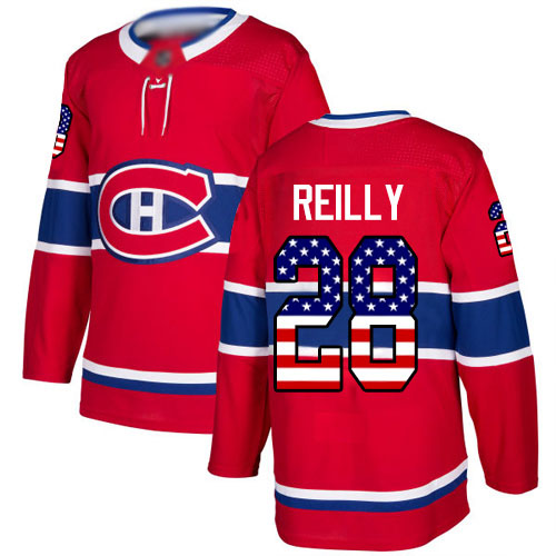 Adidas Men's Mike Reilly Authentic Red Jersey: NHL #28 Montreal Canadiens USA Flag Fashion