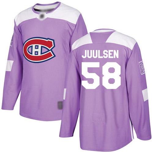 Men's Noah Juulsen Authentic Purple Jersey: Hockey #58 Montreal Canadiens Fights Cancer Practice