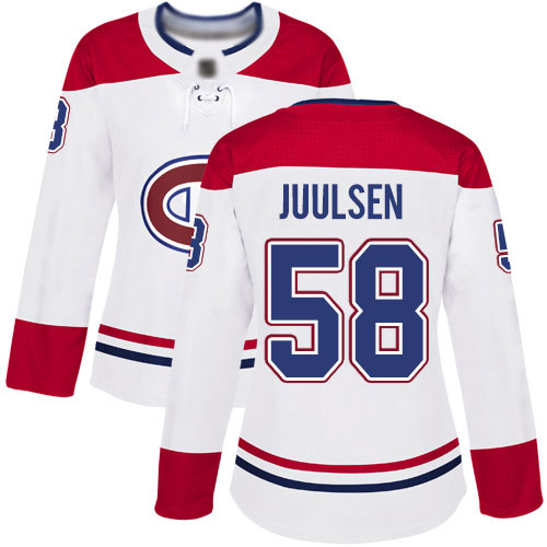 Women's Noah Juulsen Authentic White Away Jersey: Hockey #58 Montreal Canadiens