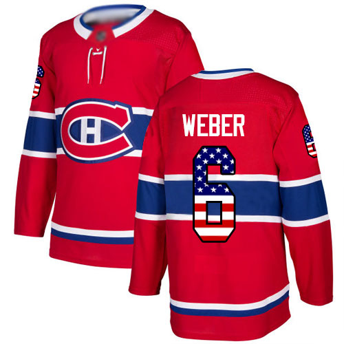 Adidas Men's Shea Weber Authentic Red Jersey: NHL #6 Montreal Canadiens USA Flag Fashion