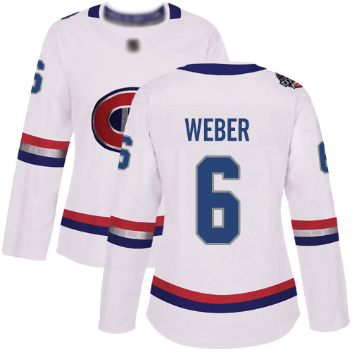 Adidas Women's Shea Weber Authentic White Jersey: NHL #6 Montreal Canadiens 2017 100 Classic