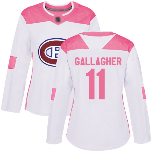 Adidas Women's Brendan Gallagher Authentic White/Pink Jersey: NHL #11 Montreal Canadiens Fashion