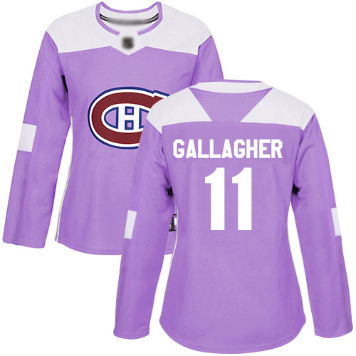 Adidas Women's Brendan Gallagher Authentic Purple Jersey: NHL #11 Montreal Canadiens Fights Cancer Practice