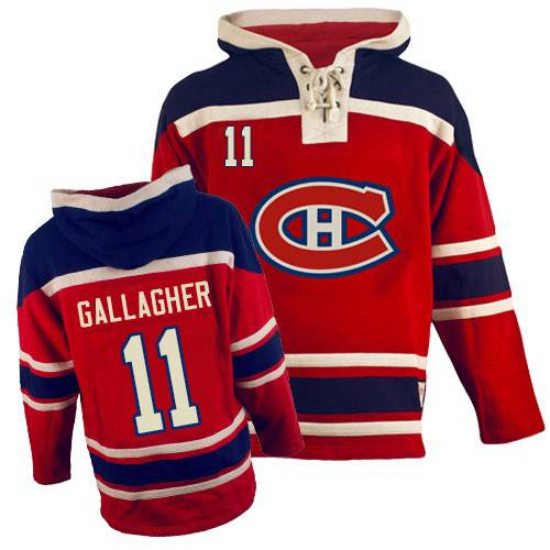 Old Time Hockey Men's Brendan Gallagher Authentic Red Jersey: NHL #11 Montreal Canadiens Sawyer Hooded Sweatshirt