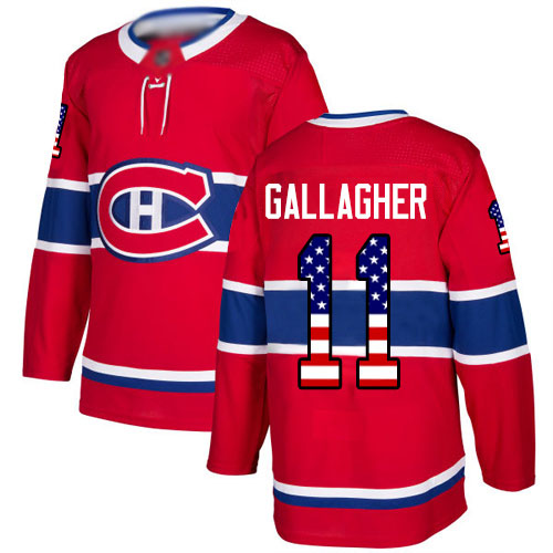 Adidas Men's Brendan Gallagher Authentic Red Jersey: NHL #11 Montreal Canadiens USA Flag Fashion